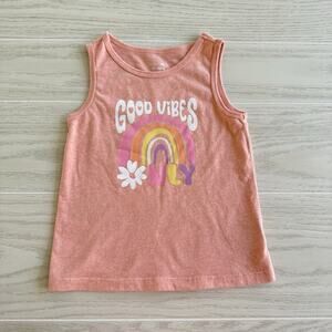 Garanimals Tank Top Girls Size 4T/NP4 Coral Rainbow Graphic Good Vibes